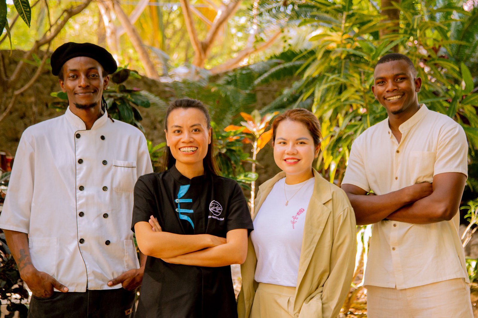 The team behind Basil in their Paje garden, Zanzibar